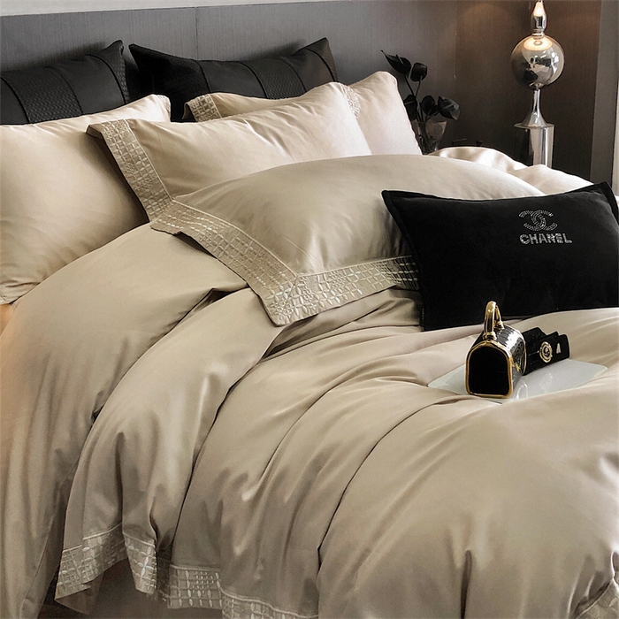 91家纺网 家纺一手货源 找家纺 保罗圣迪奥 2025新款简约款全棉长绒棉四件套—星阑 星阑-香槟金