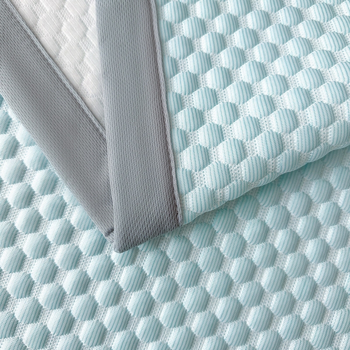 91家纺网 家纺一手货源 找家纺 澳梵家居 2025新款PE中分子A类凉感豆豆刺绣软凉席 冰川-水绿