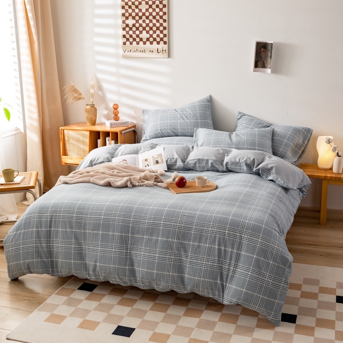 91家纺网 家纺一手货源 找家纺 2025新款A类色织水洗棉单被套 柏林兰