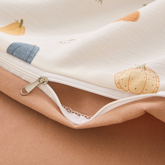 91家纺网 家纺一手货源 找家纺 蕾诺家纺 2025新款直播新款A类有氧提花云纱棉圆角吊边工艺四件套学生三件套 小南瓜