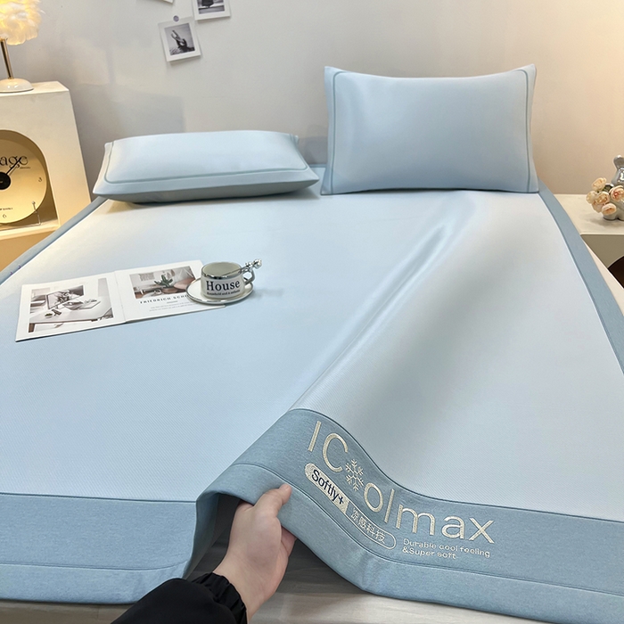 91家纺网 家纺一手货源 找家纺 全季家居 2025新款5A抗菌ICE系列凉感冰丝席 天蓝 床席款