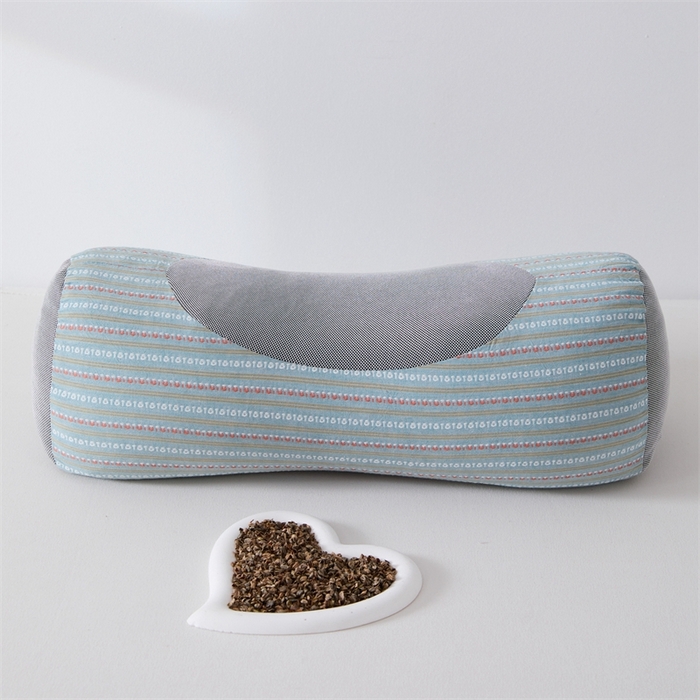 91家纺网 家纺一手货源 找家纺 大熊枕芯2025新款3d条纹荞麦枕 元宝荞麦枕-蓝45*15cm