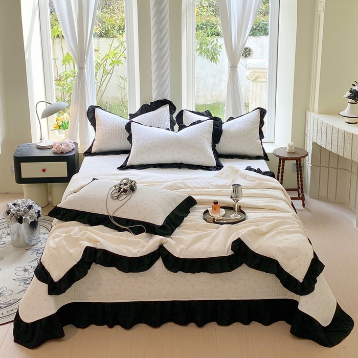 91家纺网 家纺一手货源 找家纺 （总）八方汇（一户被芯生活馆） 2025新款水洗棉花边夏被款夏凉被空调被床盖四件套