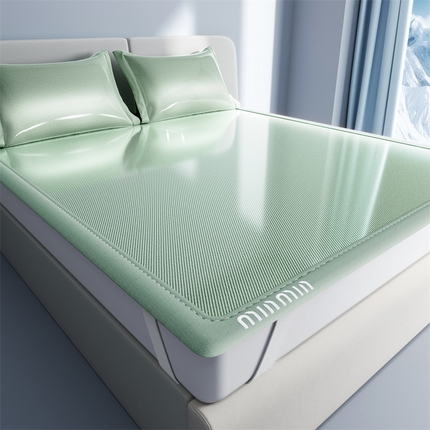 星座家纺 2025新款斜纹冰丝凉席三件套-绣花款 柠檬绿