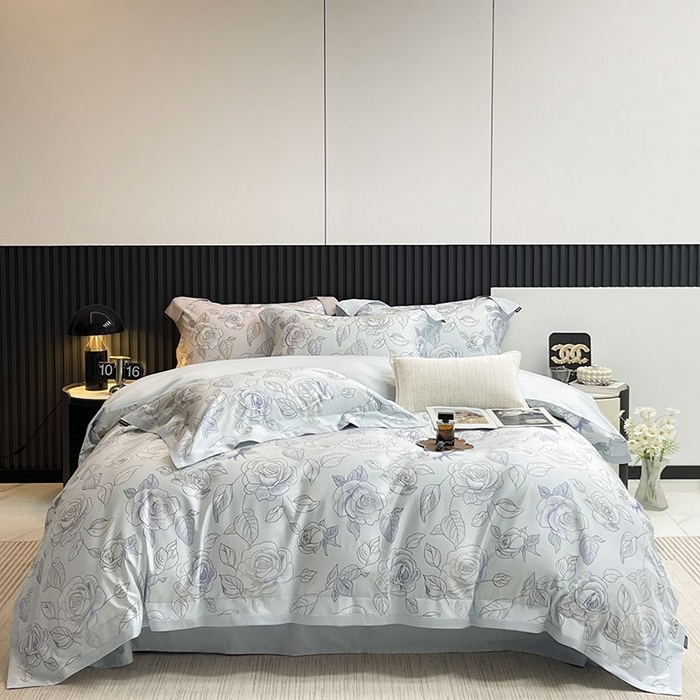 91家纺网 家纺一手货源 找家纺 2025新款夏季热款A类母婴级数码印花全棉四件套高端纯棉被套长绒棉床单床笠床上用品 沐熙-绿