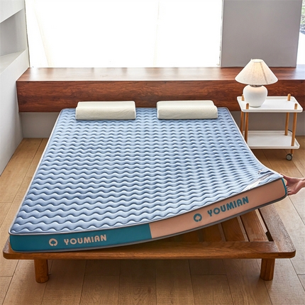 优承佳生活馆（床垫） 2025新款字母牛奶丝双边乳胶床垫 橘绿字母-波浪