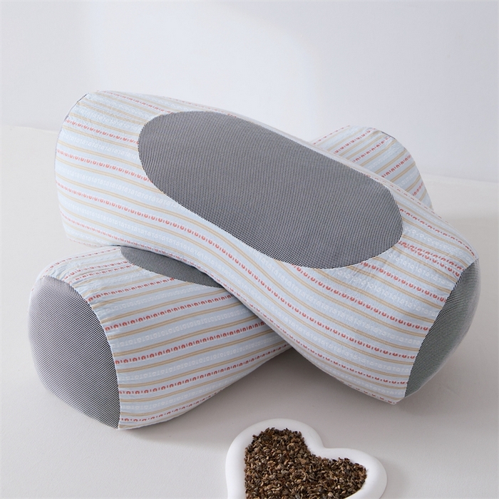 91家纺网 家纺一手货源 找家纺 大熊枕芯2025新款3d条纹荞麦枕 元宝荞麦枕-灰45*15cm