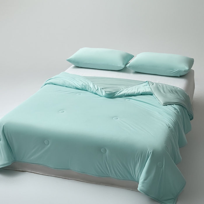 91家纺网 家纺一手货源 找家纺 欧邦 2025春夏新款Pro+深睡双面用锦纶夏被空调被 明月绿