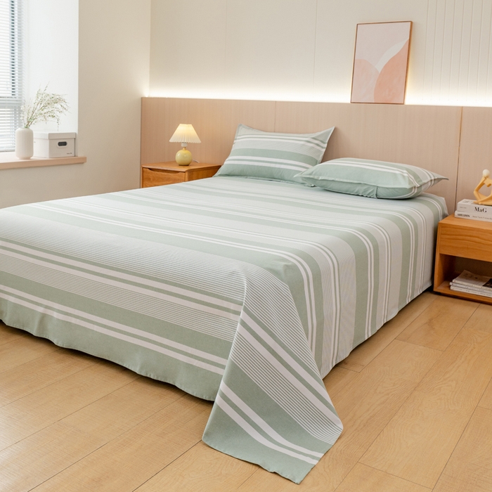 91家纺网 家纺一手货源 找家纺 居美良品 2025新款A类传统非遗手工粗布凉席三件套100%全棉色织床单 云锦-淡绿