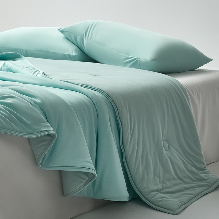 91家纺网 家纺一手货源 找家纺 欧邦 2025春夏新款Pro+深睡双面用锦纶夏被空调被 明月绿