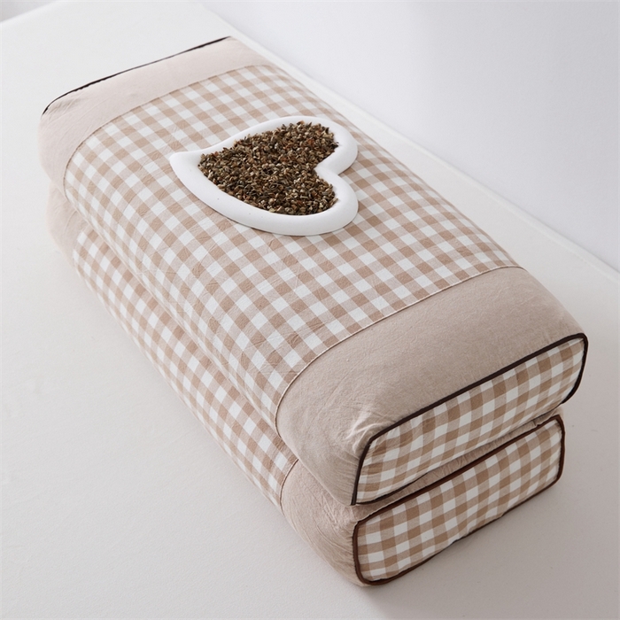 91家纺网 家纺一手货源 找家纺 大熊2025新款全棉水洗棉色织荞麦枕 宫廷荞麦枕-咖20*50*9cm