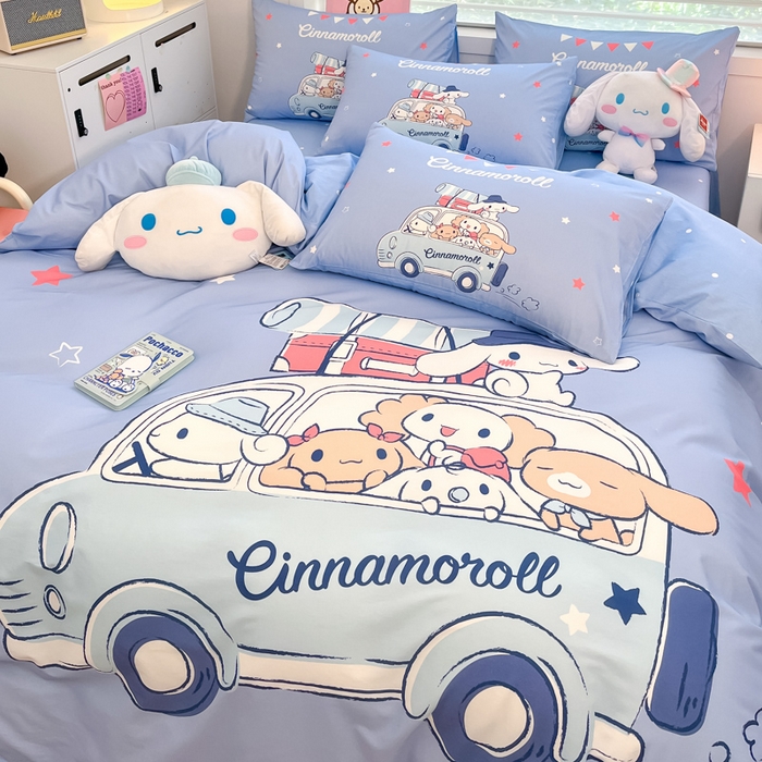 91家纺网 家纺一手货源 找家纺 暮思家居 2025新款正版授权三丽鸥大阪全棉数码印花纯棉四件套系列-第三批(专版花型) 大版-伙伴玉桂狗