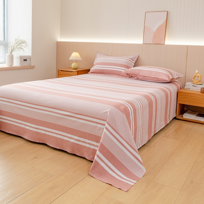 91家纺网 家纺一手货源 找家纺 居美良品 2025新款A类传统非遗手工粗布凉席三件套100%全棉色织床单 云锦-抹红