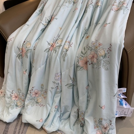 奈萝家纺 2025新款A类凉感丝小凉皮夏被可机洗夏被新品空调被 夏花蓝