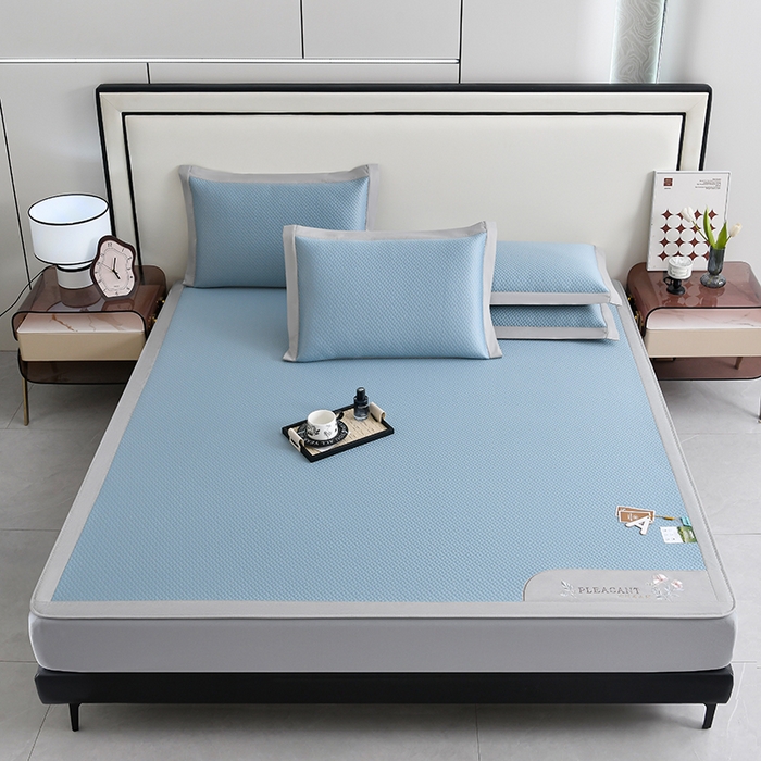 91家纺网 家纺一手货源 找家纺 小牛席业 2025新款3D按摩-鲜花清凉豆豆席系列（床笠款） 蓝色