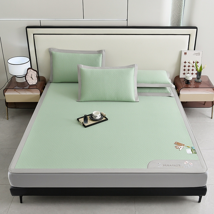 91家纺网 家纺一手货源 找家纺 小牛席业 2025新款3D按摩-鲜花清凉豆豆席系列（床笠款） 绿色