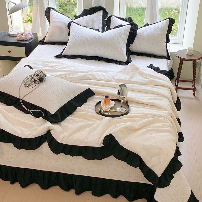 91家纺网 家纺一手货源 找家纺 （总）八方汇（一户被芯生活馆） 2025新款水洗棉花边夏被款夏凉被空调被床盖四件套