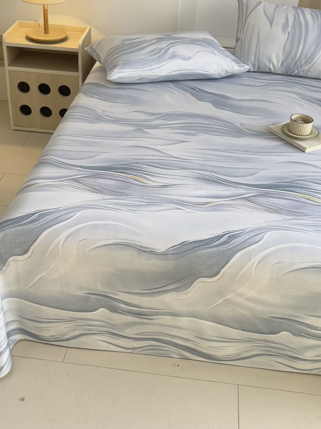 91家纺网 家纺一手货源 找家纺 爱彼被业2025夏季热门华夫格全棉老粗床单凉席-系列四 水墨江南