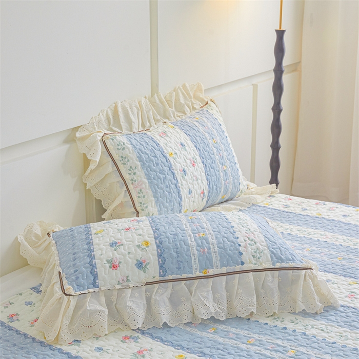 91家纺网 家纺一手货源 找家纺 恒爱家纺 2025新款全棉纯棉韩版印花床盖三件套 太阳花