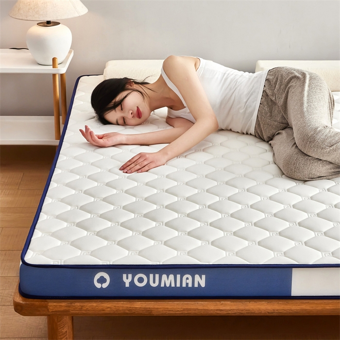 91家纺网 家纺一手货源 找家纺 优承佳生活馆（床垫） 2025新款字母牛奶丝双边乳胶床垫 蓝白字母-菱形