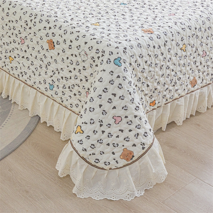 91家纺网 家纺一手货源 找家纺 恒爱家纺 2025新款全棉纯棉韩版印花床盖三件套 泡泡熊