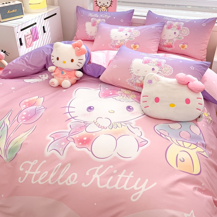 91家纺网 家纺一手货源 找家纺 暮思家居 2025新款正版授权三丽鸥大阪全棉数码印花纯棉四件套系列-第三批(专版花型) 大版-梦幻KT