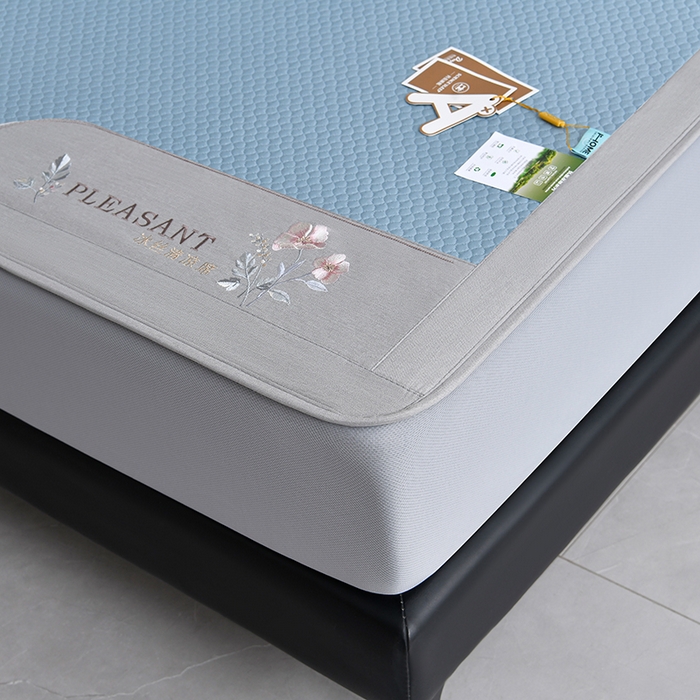 91家纺网 家纺一手货源 找家纺 小牛席业 2025新款3D按摩-鲜花清凉豆豆席系列（床笠款） 蓝色