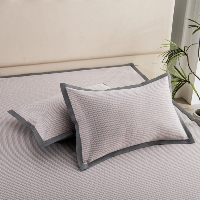 91家纺网 家纺一手货源 找家纺 尚品凤凰 2025新款凉感冰丝席三件套 抗菌波浪纹-粉