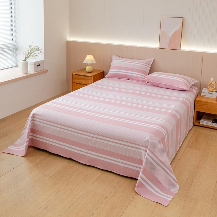 91家纺网 家纺一手货源 找家纺 居美良品 2025新款A类传统非遗手工粗布凉席三件套100%全棉色织床单 云锦-浅粉