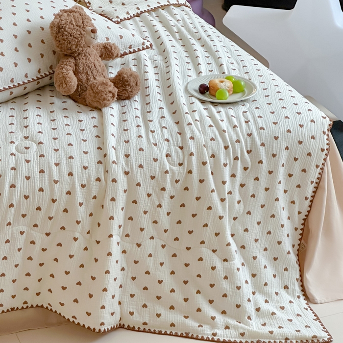 91家纺网 家纺一手货源 找家纺 三朵家纺 2025春夏新款全棉纯棉双层绉绉纱三角针夏被夏凉被空调被 心愿