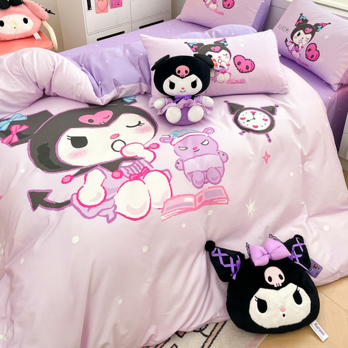 91家纺网 家纺一手货源 找家纺 暮思家居 2025新款正版授权三丽鸥大阪全棉数码印花纯棉四件套系列-第三批(专版花型) 大版-学霸库洛米