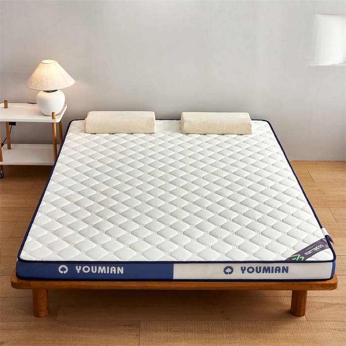 91家纺网 家纺一手货源 找家纺 优承佳生活馆（床垫） 2025新款字母牛奶丝双边乳胶床垫 蓝白字母-菱形