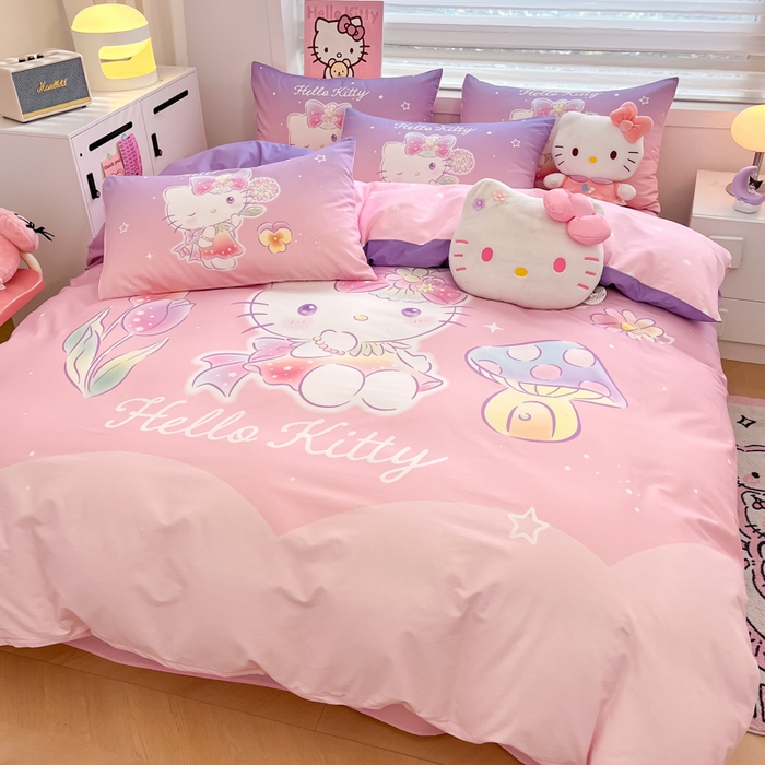 91家纺网 家纺一手货源 找家纺 暮思家居 2025新款正版授权三丽鸥大阪全棉数码印花纯棉四件套系列-第三批(专版花型) 大版-梦幻KT