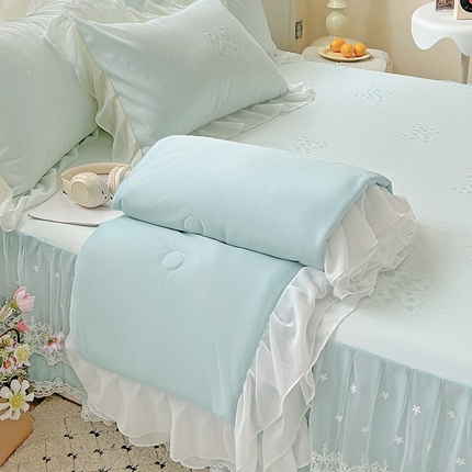 91家纺网 家纺一手货源 找家纺 （总）米莱家纺 2025新款冰豆豆床裙款凉席-蝴蝶结系列