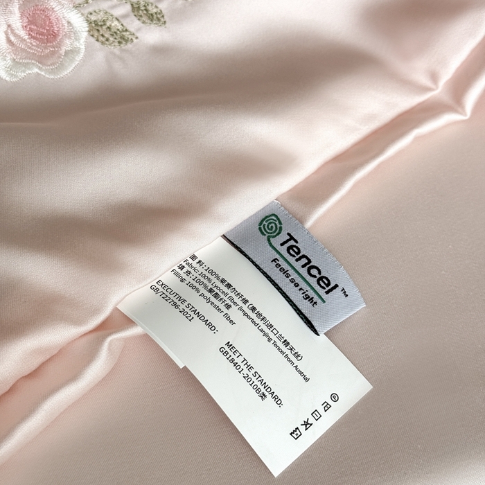 91家纺网 家纺一手货源 找家纺 鹿班家居 2025新款夏季60S莱赛尔刺绣夏被夏凉被空调被—玫瑰甜心(标准会员-20元) 粉色