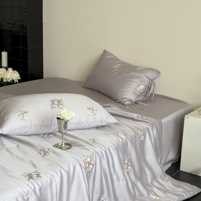 鹿班家居 2025新款夏季60S莱赛尔刺绣夏被夏凉被空调被—玫瑰甜心(标准会员-20元) 紫色