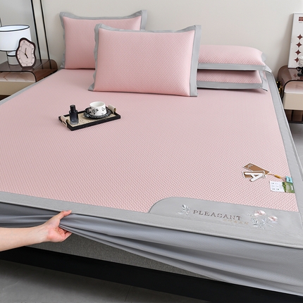 小牛席业 2025新款3D按摩-鲜花清凉豆豆席系列（床笠款） 粉色