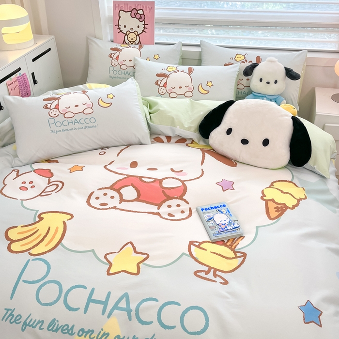 91家纺网 家纺一手货源 找家纺 暮思家居 2025新款正版授权三丽鸥大阪全棉数码印花纯棉四件套系列-第三批(专版花型) 大版-星星帕恰狗