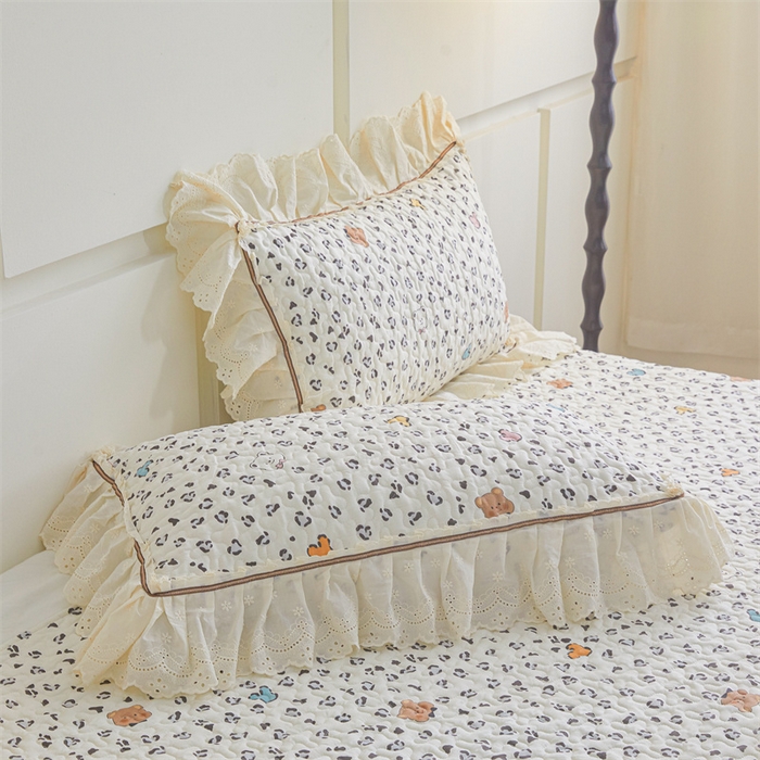 91家纺网 家纺一手货源 找家纺 恒爱家纺 2025新款全棉纯棉韩版印花床盖三件套 泡泡熊