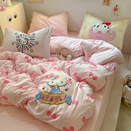 91家纺网 家纺一手货源 找家纺 （总）茉礼 2025新款云朵棉毛巾绣印花四件套