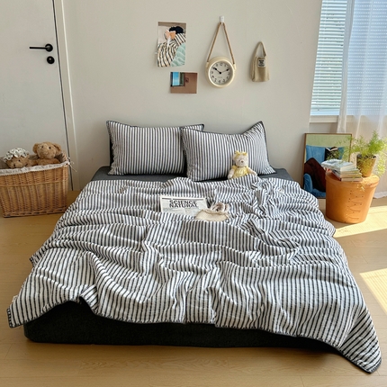 91家纺网 家纺一手货源 找家纺 2025新款全棉纯棉水洗棉提花贝壳边夏被夏凉被空调被 黛墨灰