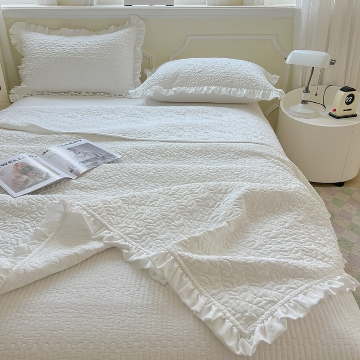 91家纺网 家纺一手货源 找家纺 乐卧家居 2026新款春夏轻氧自然系韩式透气薄款夏被空调被子-曼尼 曼尼-白色