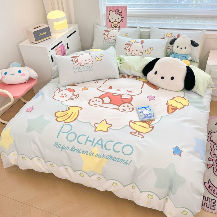 91家纺网 家纺一手货源 找家纺 暮思家居 2025新款正版授权三丽鸥大阪全棉数码印花纯棉四件套系列-第三批(专版花型) 大版-星星帕恰狗