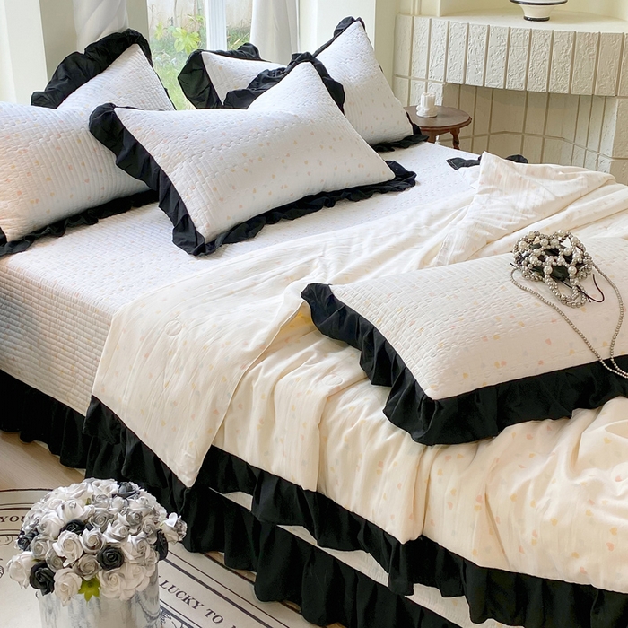 91家纺网 家纺一手货源 找家纺 （总）八方汇（一户被芯生活馆） 2025新款水洗棉花边夏被款夏凉被空调被床盖四件套