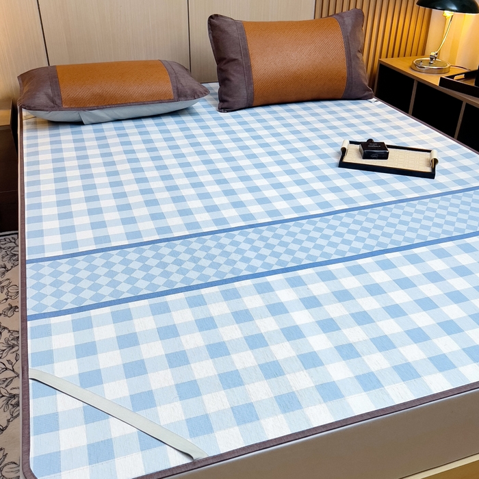 91家纺网 家纺一手货源 找家纺 梵赫 2025新款夏季成人凉感藤席凉席 简约-蓝格