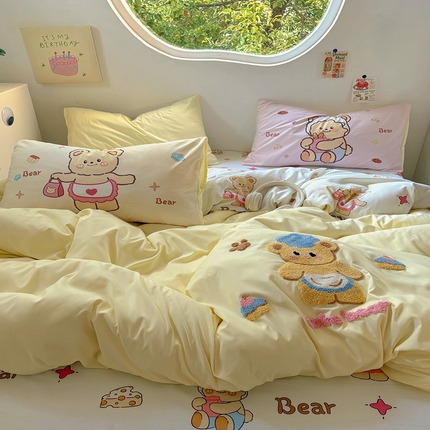 91家纺网 家纺一手货源 找家纺 （总）茉礼 2025新款云朵棉毛巾绣印花四件套