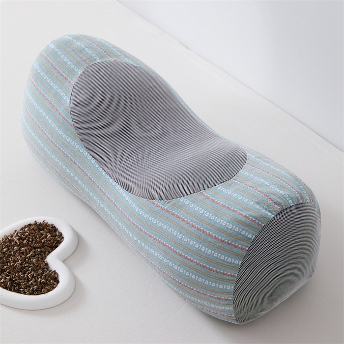 91家纺网 家纺一手货源 找家纺 大熊枕芯2025新款3d条纹荞麦枕 元宝荞麦枕-蓝45*15cm