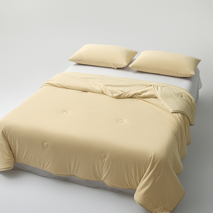 91家纺网 家纺一手货源 找家纺 欧邦 2025春夏新款Pro+深睡双面用锦纶夏被空调被 夕阳黄