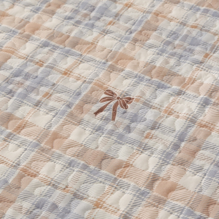 91家纺网 家纺一手货源 找家纺 铠畅  2025新款法式花边云朵棉床盖款夏被四件套 格兰情调