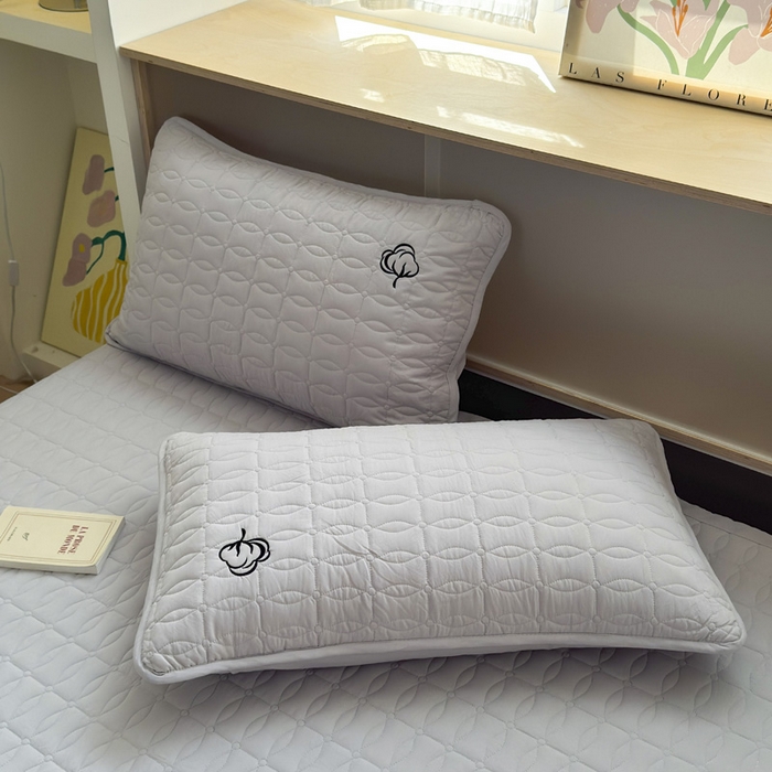 91家纺网 家纺一手货源 找家纺 云雀 2025新款A类加棉刺绣棉花床笠+盖毯 棉花盖毯-灰